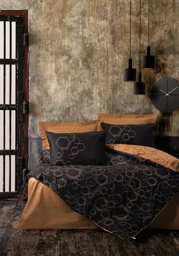Marteby Bäddset 140x200 cm - Koppar Svart - Textil & mattor - Sängkläder - Bäddset & påslakanset