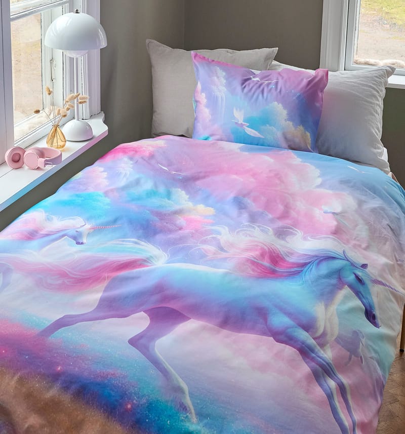 Påslakanset Enkelsäng 2-Dels Set Unicorns - Textil & mattor - Sängkläder - Bäddset & påslakanset
