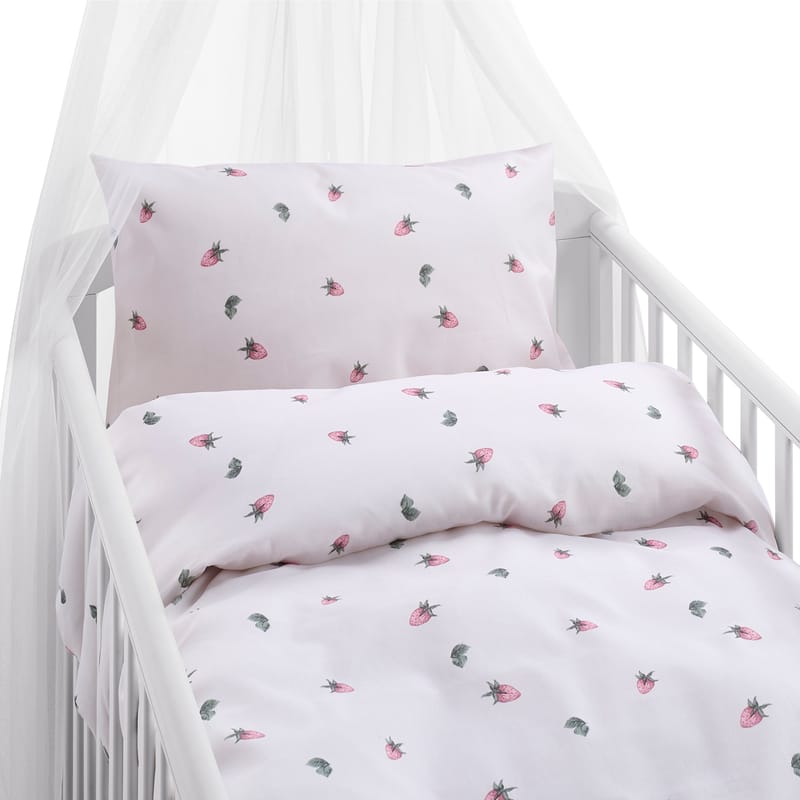 Påslakanset till Spjälsäng 2-Dels Set Jordgubbsdröm - Textil & mattor - Sängkläder - Bäddset & påslakanset