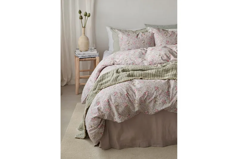 Påslakanset Enkelsäng 2-Dels Floret Sand - Brun - Textil & mattor - Sängkläder - Bäddset & påslakanset