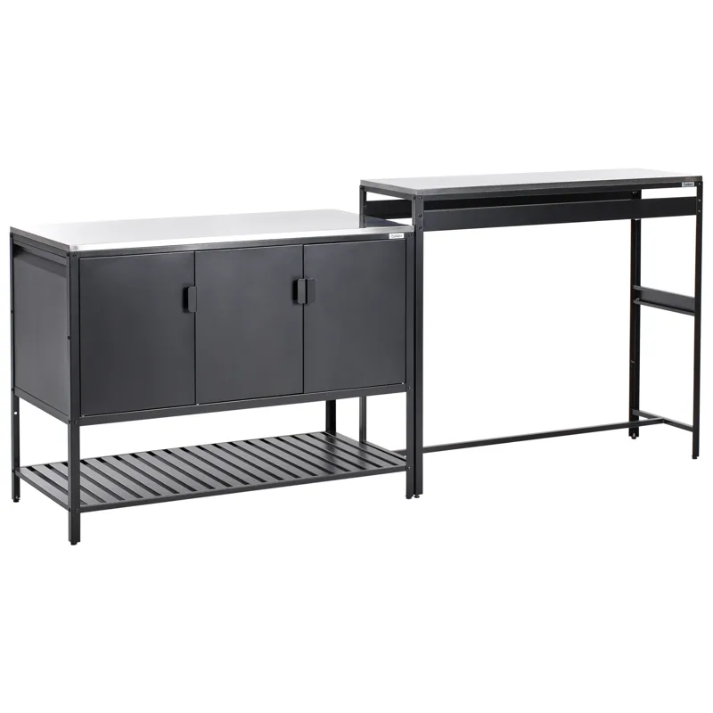 Uteköksset i 2 Delar med Barbord Maenza Stål, Svart/Silver