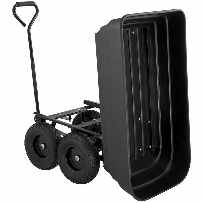 Tippbar trädgårdsvagn 125L | 350kg | Hållbar stålram | Svart