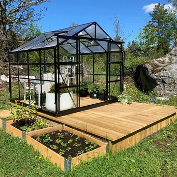 Växthus 6,4 m² | 4 mm säkerhetsglas | 5 års stormgaranti | Svart - Trädgård & spabad - Trädgårdsskötsel - Växthus