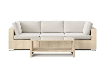 Bahamas utesoffa 3-sits med bord och hylla - Beige - Utemöbler - Loungemöbler - Soffgrupp utomhus