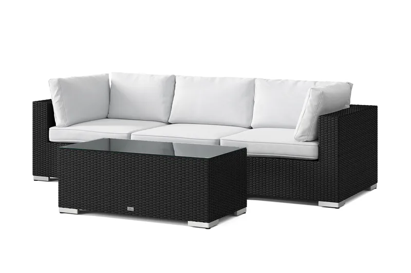 Bahamas utesoffa 3-sits med bord - Svart - Utemöbler - Loungemöbler - Soffgrupp utomhus
