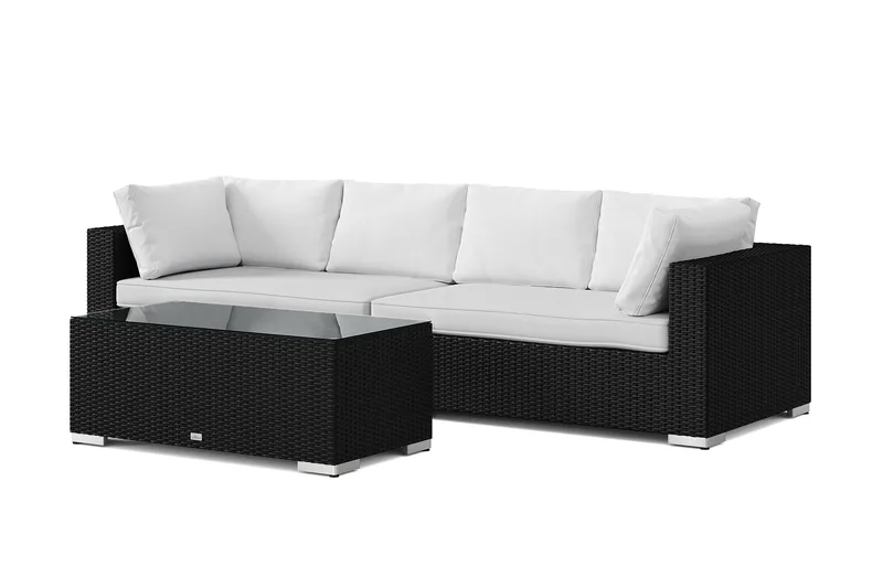 Bahamas utesoffa 4-sits med bord - Svart - Utemöbler - Loungemöbler - Soffgrupp utomhus