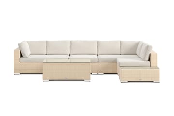 Bahamas utesoffa 6-sits vändbar schäslong med avslut och bord - Beige - Utemöbler - Loungemöbler - Soffgrupp utomhus
