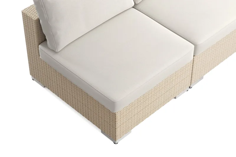 Bahamas utomhus hörnsoffa 5-sits vändbar med öppet avslut och bord - Beige - Utemöbler - Loungemöbler - Soffgrupp utomhus