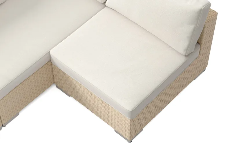 Bahamas utomhus loungegrupp 6-sits med vändbar schäslong och bord - Beige - Utemöbler - Loungemöbler - Soffgrupp utomhus