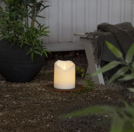Flamme Grand LED Blockljus 20 cm - vit - Trädgård & spabad - Utemiljö - Altan & terrass - Altanbelysning