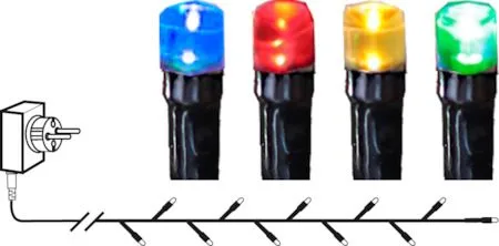 Flashy LED-Ljusslinga Jul Utomhus 7 m 100 Flerfärgade Ljus med Timer, Svart|Flerfärgad