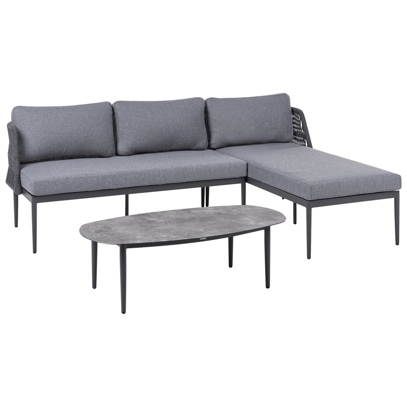 Hörnsoffa utomhus med Bord 3-Sits Leffe Vänstervänd - Grå - Utemöbler - Loungemöbler - Soffgrupp utomhus
