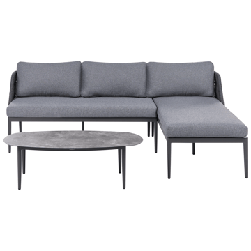 Hörnsoffa utomhus med Bord 3-Sits Leffe Vänstervänd - Grå - Utemöbler - Loungemöbler - Soffgrupp utomhus