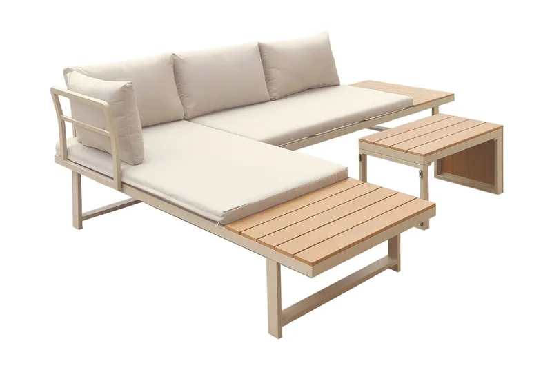 Lainelle 4-sits Soffgrupp för altan och terrass med beige dynor - Beige - Utemöbler - Loungemöbler - Soffgrupp utomhus
