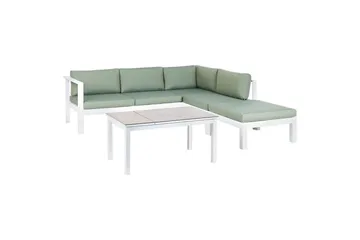 Loungegrupp 5-sits Messina Grön/vit/grå - Grön/vit/grå - Utemöbler - Loungemöbler - Soffgrupp utomhus