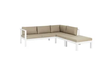 Loungegrupp 5-sits Messina Vit/Grå/Beige - Vit/Grå/Beige - Utemöbler - Loungemöbler - Soffgrupp utomhus