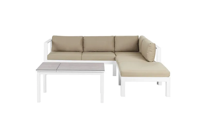 Loungegrupp 5-sits Messina Vit/Grå/Beige - Vit/Grå/Beige - Utemöbler - Loungemöbler - Soffgrupp utomhus