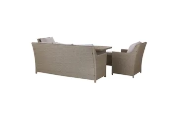 Loungegrupp med bord Fonti Natur/grå/beige - Natur/grå/beige - Utemöbler - Loungemöbler - Soffgrupp utomhus