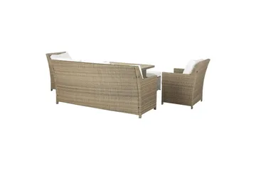 Loungegrupp med bord Fonti Vit/brun - Vit/brun - Utemöbler - Loungemöbler - Soffgrupp utomhus