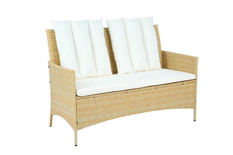 Loungegrupp med bord i beige – 2 stolar & 2-sitssoffa | Gillinge - Utemöbler - Loungemöbler - Soffgrupp utomhus