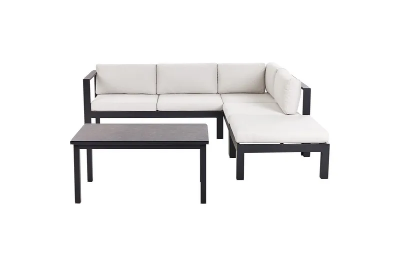 Loungegrupp Messina Vit/svart/grå - Vit/svart/grå - Utemöbler - Loungemöbler - Soffgrupp utomhus