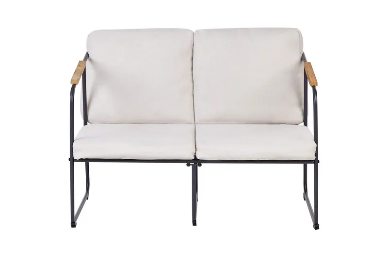 Loungegrupp Vezzana Beige/ljust trä/svart - Beige/ljust trä/svart - Utemöbler - Loungemöbler - Soffgrupp utomhus