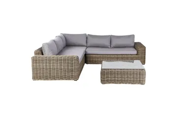 Loungegrupp Palermo Brun/grå - Brun/grå - Utemöbler - Loungemöbler - Soffgrupp utomhus