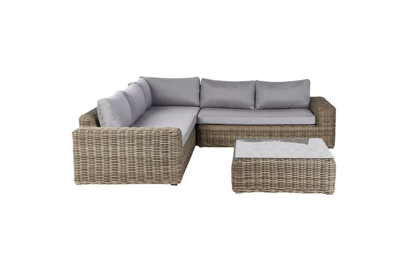 Loungegrupp Palermo Brun/grå - Brun/grå - Utemöbler - Loungemöbler - Soffgrupp utomhus
