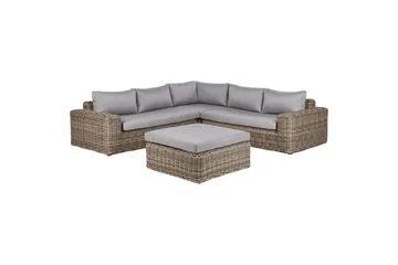 Loungegrupp Palermo Brun/grå - Brun/grå - Utemöbler - Loungemöbler - Soffgrupp utomhus