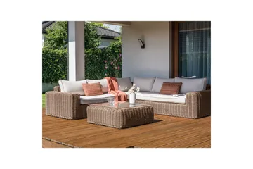 Loungegrupp Palermo Brun/Vit - Brun/Vit - Utemöbler - Loungemöbler - Soffgrupp utomhus