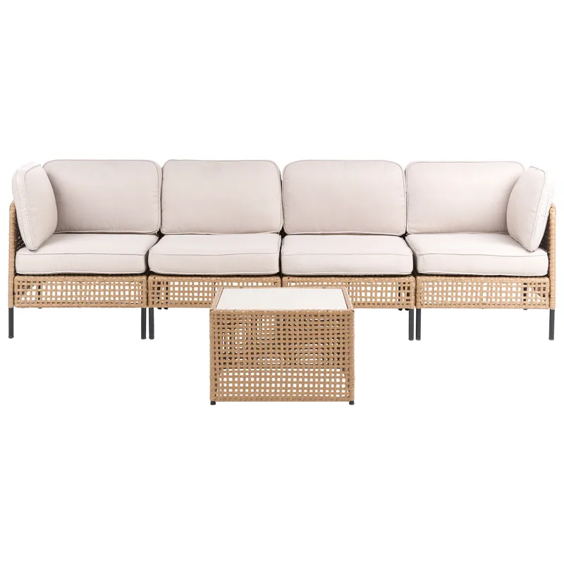 Soffa utomhus med Bord 4-Sits Omegana Modulär Konstrotting, Beige/Svart
