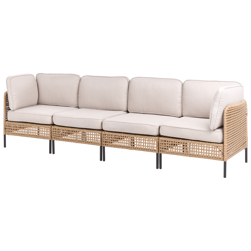 Soffa utomhus med Bord 4-Sits Omegana Modulär Konstrotting - Beige/Svart - Utemöbler - Loungemöbler - Soffgrupp utomhus