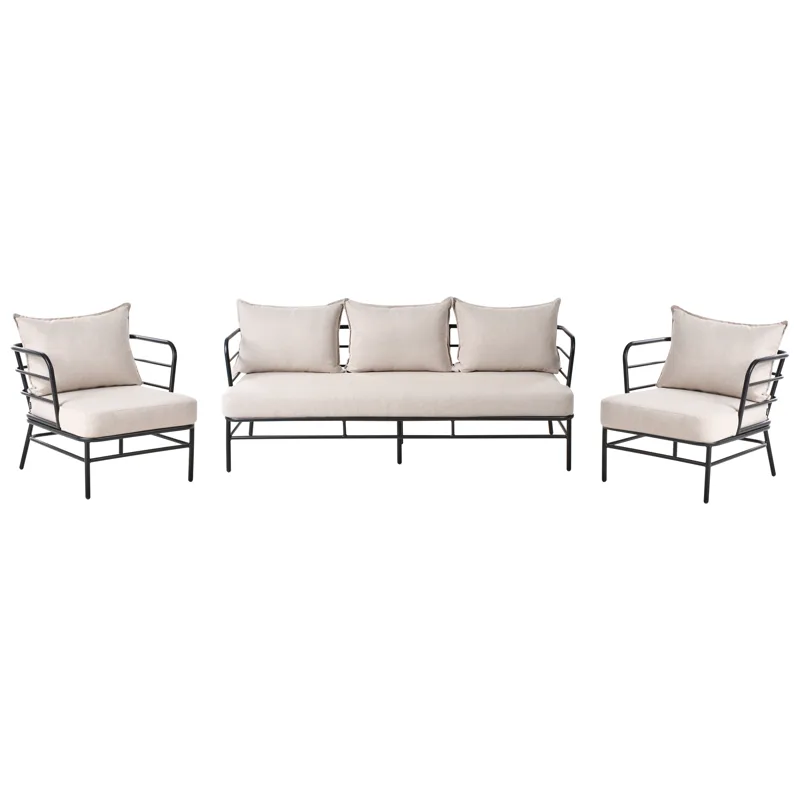 Soffgrupp utomhus 5-Sits Ponzone - Beige/Svart - Utemöbler - Loungemöbler - Soffgrupp utomhus