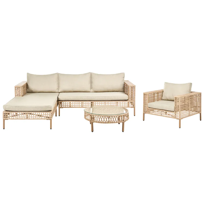 Soffgrupp utomhus med Bord 4-Sits Calasetta Högervänd Konstrotting, Beige