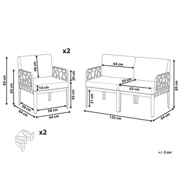 Soffset Eriche - Beige, brun - Utemöbler - Loungemöbler - Soffgrupp utomhus