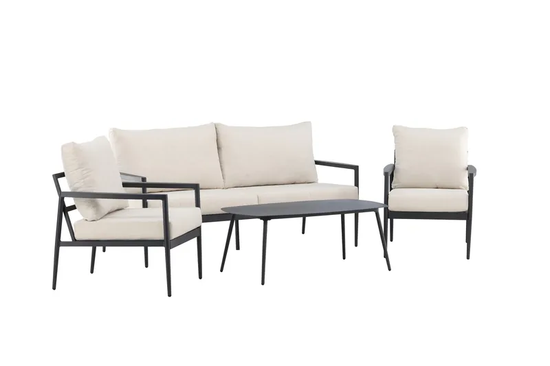 Taromina Soffgrupp Utomhus 4-sits - Svart/Beige - Utemöbler - Loungemöbler - Soffgrupp utomhus