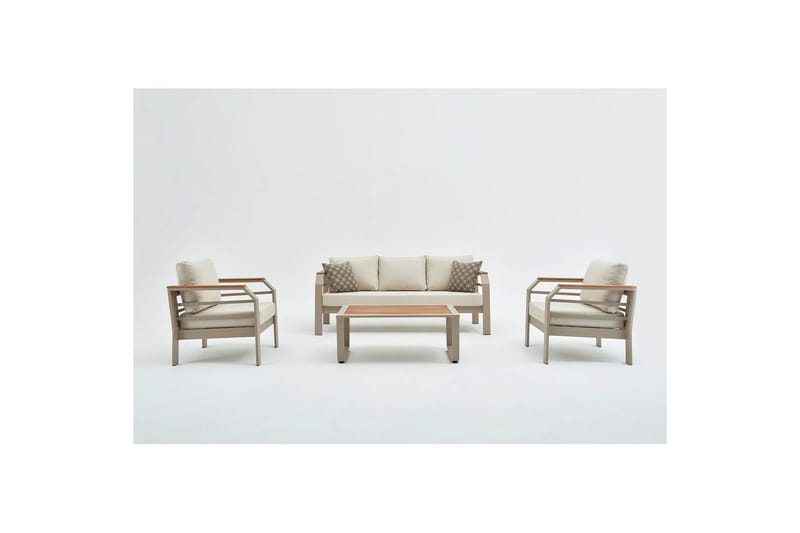 Trädgårdsloungeset Sudassento Beige - Beige - Utemöbler - Loungemöbler - Soffgrupp utomhus