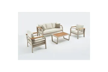 Trädgårdsloungeset Sudassento Beige - Beige - Utemöbler - Loungemöbler - Soffgrupp utomhus