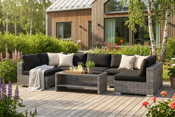 Bahamas Mittmodul utomhus i konstrotting - Grå - Utemöbler - Loungemöbler - Modulsoffa utomhus - Mittmodul utesoffa