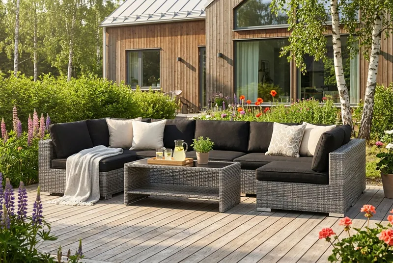 Bahamas Mittmodul utomhus i konstrotting - Grå - Utemöbler - Loungemöbler - Modulsoffa utomhus - Mittmodul utesoffa