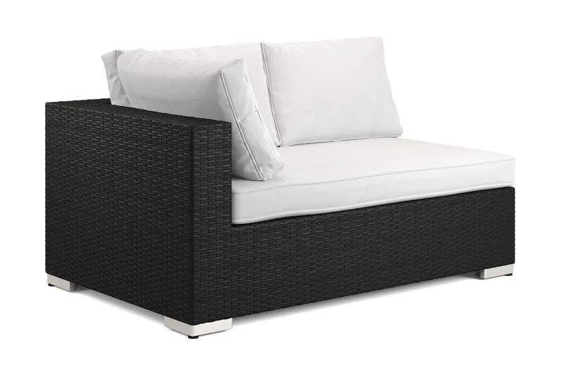 Bahamas Vänstermodul utomhus 140 cm i konstrotting - Svart - Utemöbler - Loungemöbler - Modulsoffa utomhus - Högermoduler utesoffa