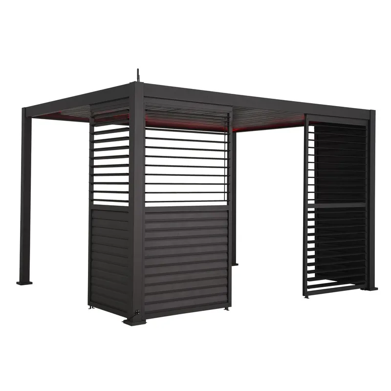 Vägg med justerbara lameller för paviljong Mirador-111 160x47,5x64 cm, Mörkgrå