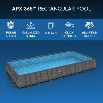 Bestway pool ovan mark 9,56x4,88m – 132cm djup | APX 365™ Rektangulär Stålpool (561KJ) - Mörkgrå - Trädgård & spabad - Utomhusbad - Pool - Pool ovan mark