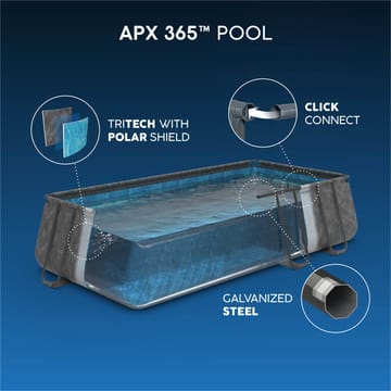 Bestway pool ovan mark 9,56x4,88m – 132cm djup | APX 365™ Rektangulär Stålpool (561KJ) - Mörkgrå - Trädgård & spabad - Utomhusbad - Pool - Pool ovan mark