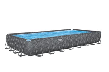 Bestway pool ovan mark 9,56x4,88m – 132cm djup | APX 365™ Rektangulär Stålpool (561KJ) - Mörkgrå - Trädgård & spabad - Utomhusbad - Pool - Pool ovan mark