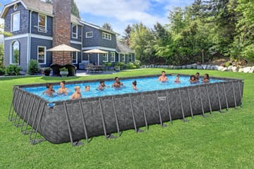 Bestway pool ovan mark 9,56x4,88m – 132cm djup | APX 365™ Rektangulär Stålpool (561KJ) - Mörkgrå - Trädgård & spabad - Utomhusbad - Pool - Pool ovan mark