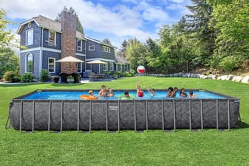 Bestway pool ovan mark 9,56x4,88m – 132cm djup | APX 365™ Rektangulär Stålpool (561KJ) - Mörkgrå - Trädgård & spabad - Utomhusbad - Pool - Pool ovan mark