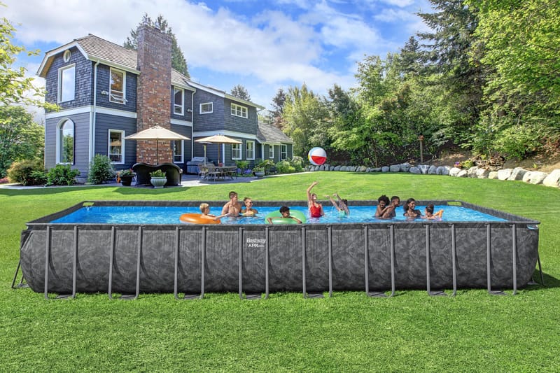 Bestway pool ovan mark 9,56x4,88m – 132cm djup | APX 365™ Rektangulär Stålpool (561KJ) - Mörkgrå - Trädgård & spabad - Utomhusbad - Pool - Pool ovan mark
