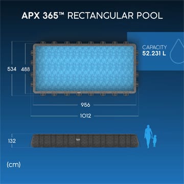 Bestway pool ovan mark 9,56x4,88m – 132cm djup | APX 365™ Rektangulär Stålpool (561KJ) - Mörkgrå - Trädgård & spabad - Utomhusbad - Pool - Pool ovan mark
