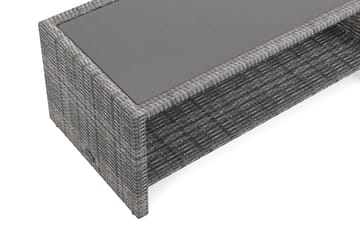 Bahamas Soffbord med hylla Utomhus 113 cm Konstrotting - Grå - Utemöbler - Balkong - Balkongmöbler - Balkongbord